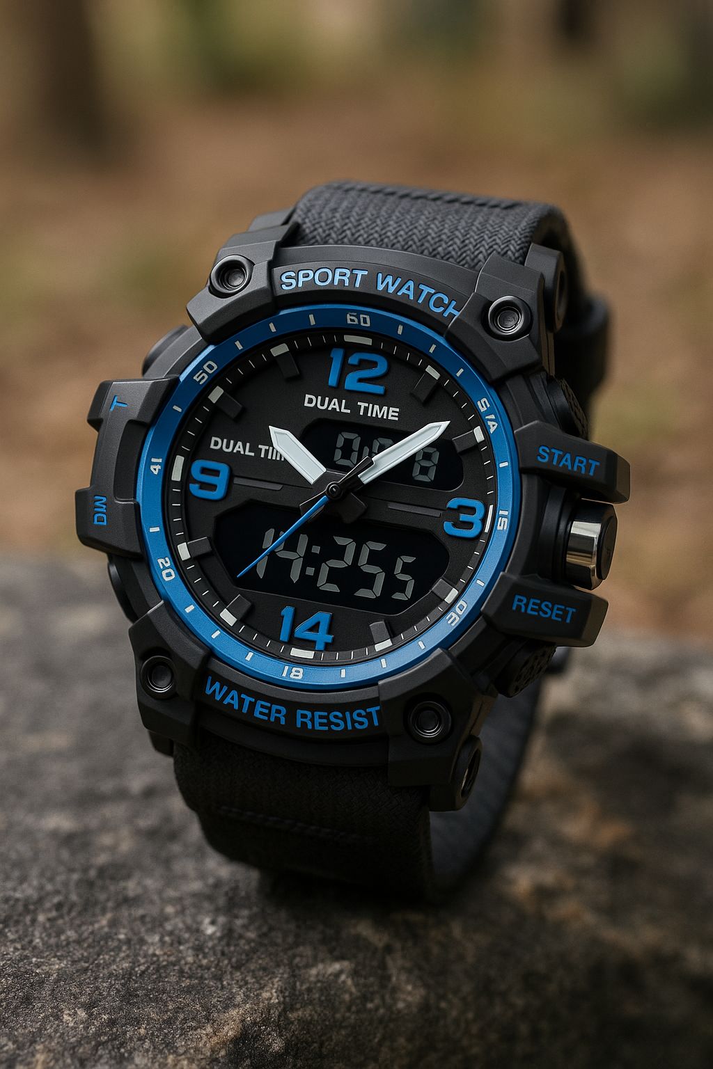 Orologio Sportivo Tattico Dual-Time – Analogico + Digitale, Impermeabile 50 m, Resistente agli Urti